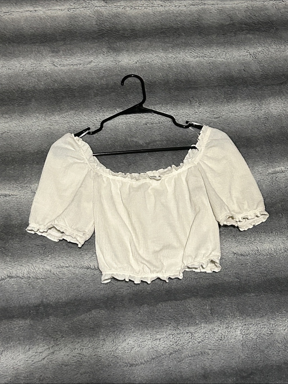 White Ruffle Crop Top XS - H&M Divided